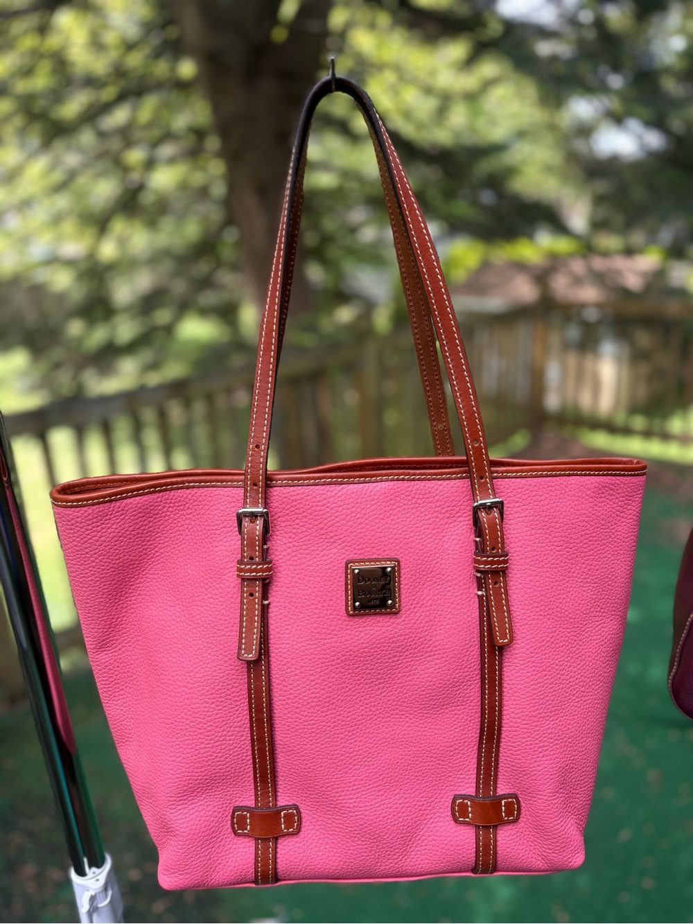 New Dooney & Bourke Bubble Gum Pink Pebble Leather East West Tote
